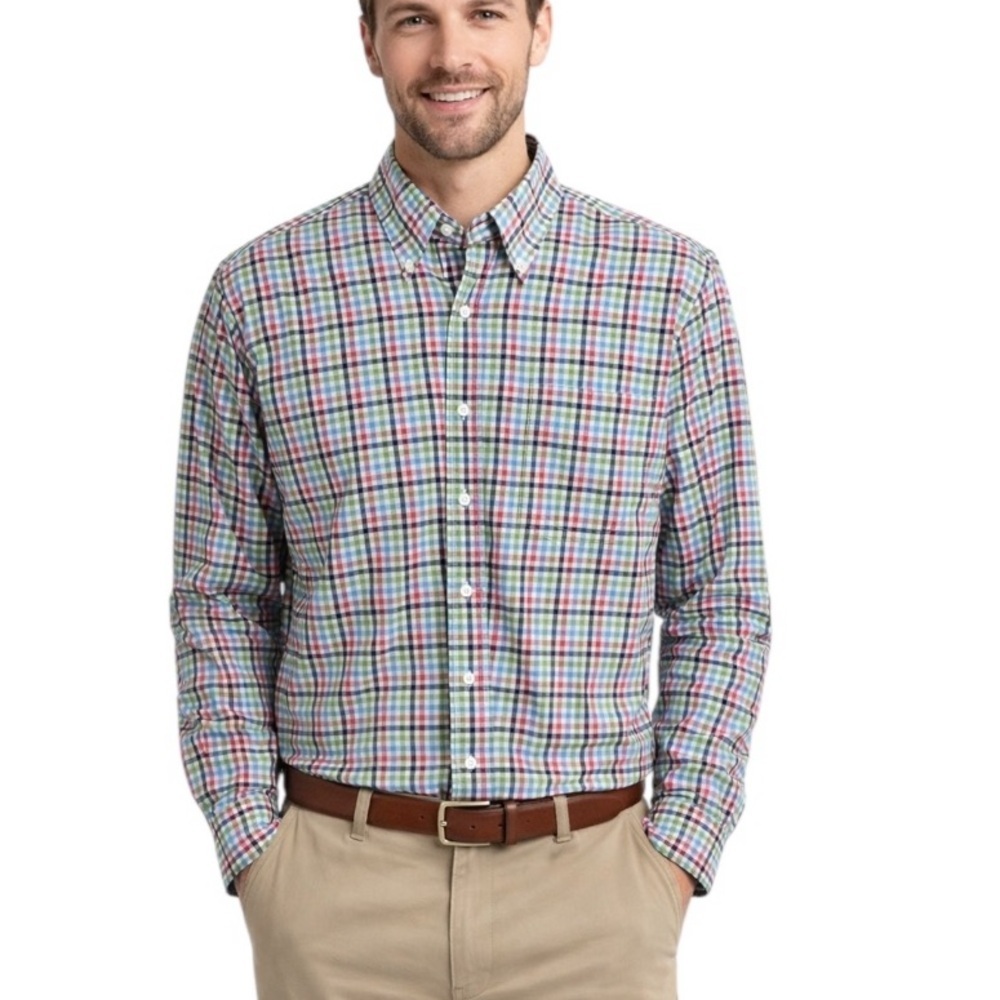 Peter Millar Cotton Plaid Button Down Shirt Size M